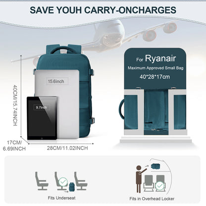 Travel Backpack - Waterproof Cabin Bag for Business  College Fits Ryanair Luggage 40x20x25 - ZOOMNSTORE