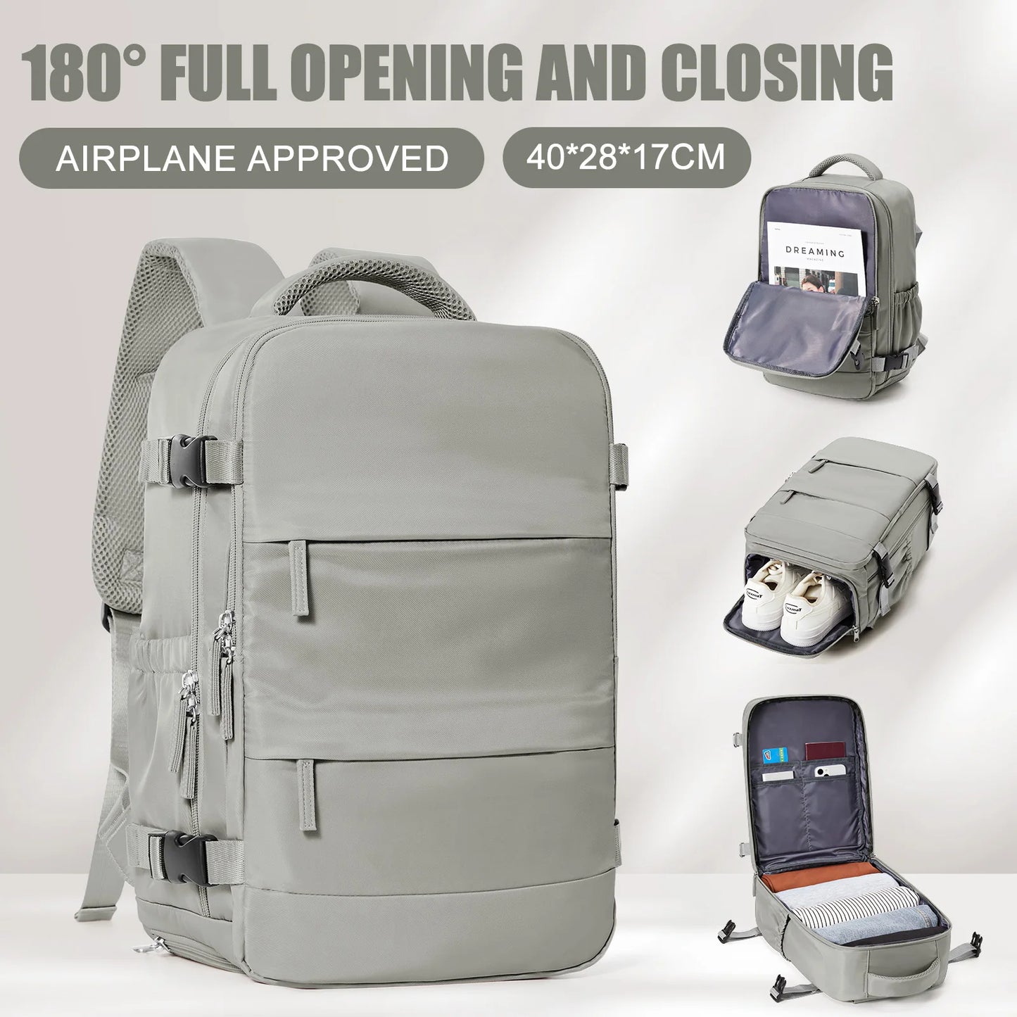 Travel Backpack - Waterproof Cabin Bag for Business  College Fits Ryanair Luggage 40x20x25 - ZOOMNSTORE