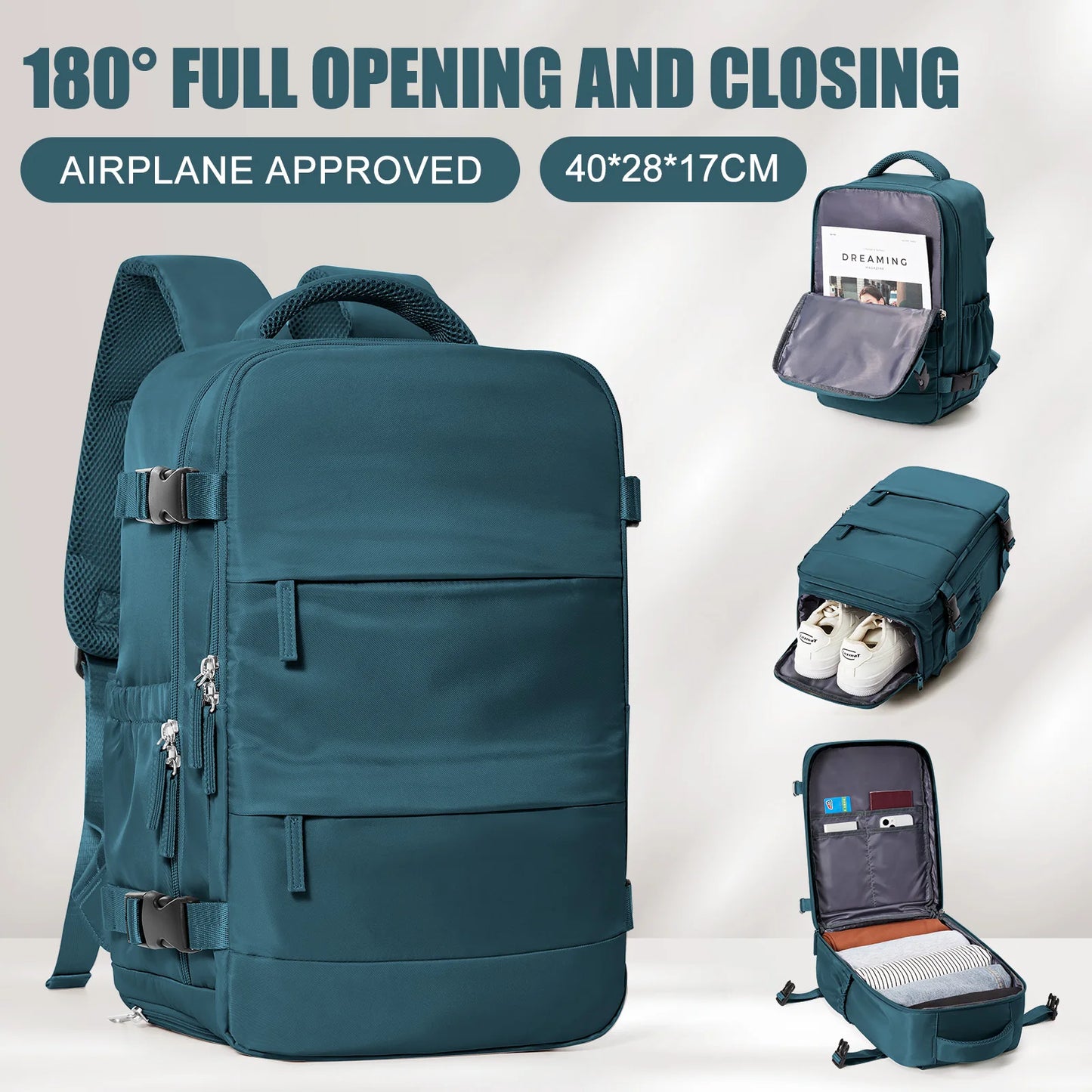 Travel Backpack - Waterproof Cabin Bag for Business  College Fits Ryanair Luggage 40x20x25 - ZOOMNSTORE