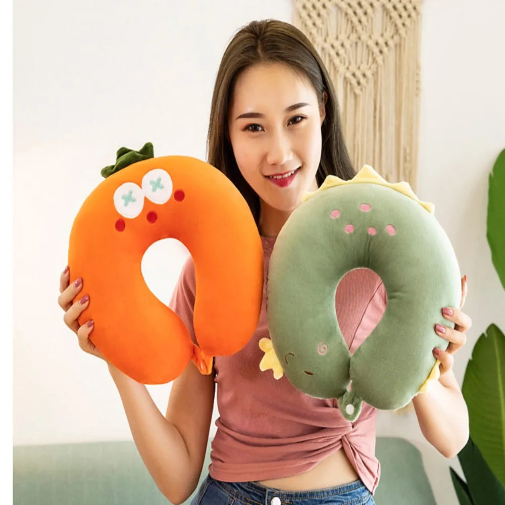 Adult Children Travel Pillow Soft Short Plush Cartoon U-shaped Pillow Portable Outdoor Nap Flight Neck Pillow Nursing Cushion - ZOOMNSTORE
