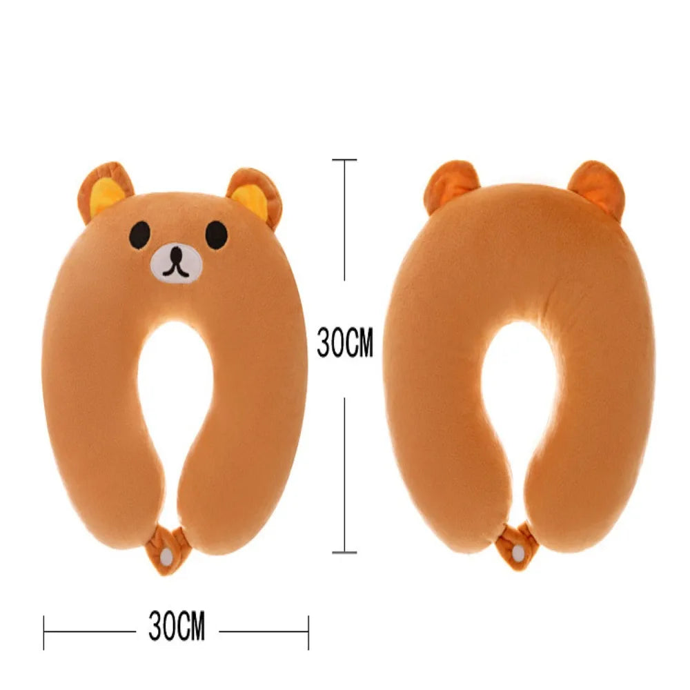 Adult Children Travel Pillow Soft Short Plush Cartoon U-shaped Pillow Portable Outdoor Nap Flight Neck Pillow Nursing Cushion - ZOOMNSTORE