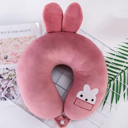 Adult Children Travel Pillow Soft Short Plush Cartoon U-shaped Pillow Portable Outdoor Nap Flight Neck Pillow Nursing Cushion - ZOOMNSTORE