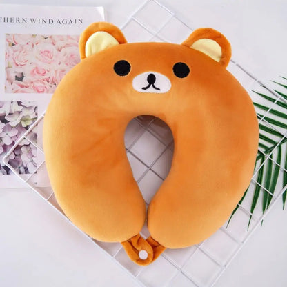 Adult Children Travel Pillow Soft Short Plush Cartoon U-shaped Pillow Portable Outdoor Nap Flight Neck Pillow Nursing Cushion - ZOOMNSTORE