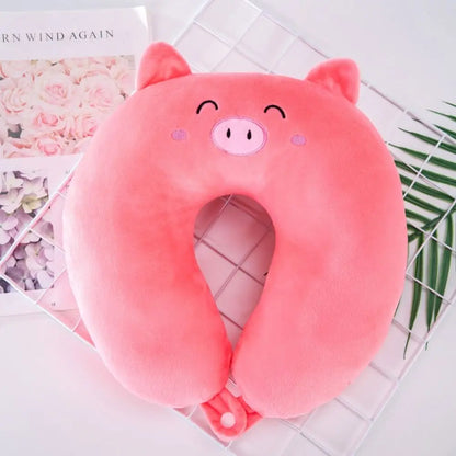 Adult Children Travel Pillow Soft Short Plush Cartoon U-shaped Pillow Portable Outdoor Nap Flight Neck Pillow Nursing Cushion - ZOOMNSTORE