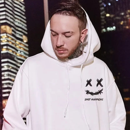 Trendy Oversized Hoodie - Hip Hop Emoji Print for Men - ZOOMNSTORE