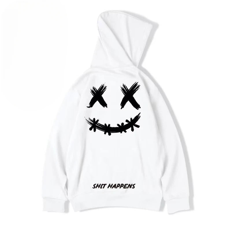 Trendy Oversized Hoodie - Hip Hop Emoji Print for Men - ZOOMNSTORE