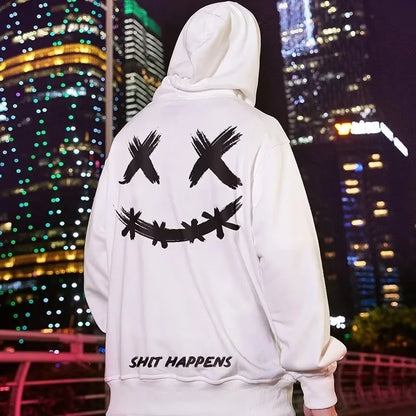 Trendy Oversized Hoodie - Hip Hop Emoji Print for Men - ZOOMNSTORE