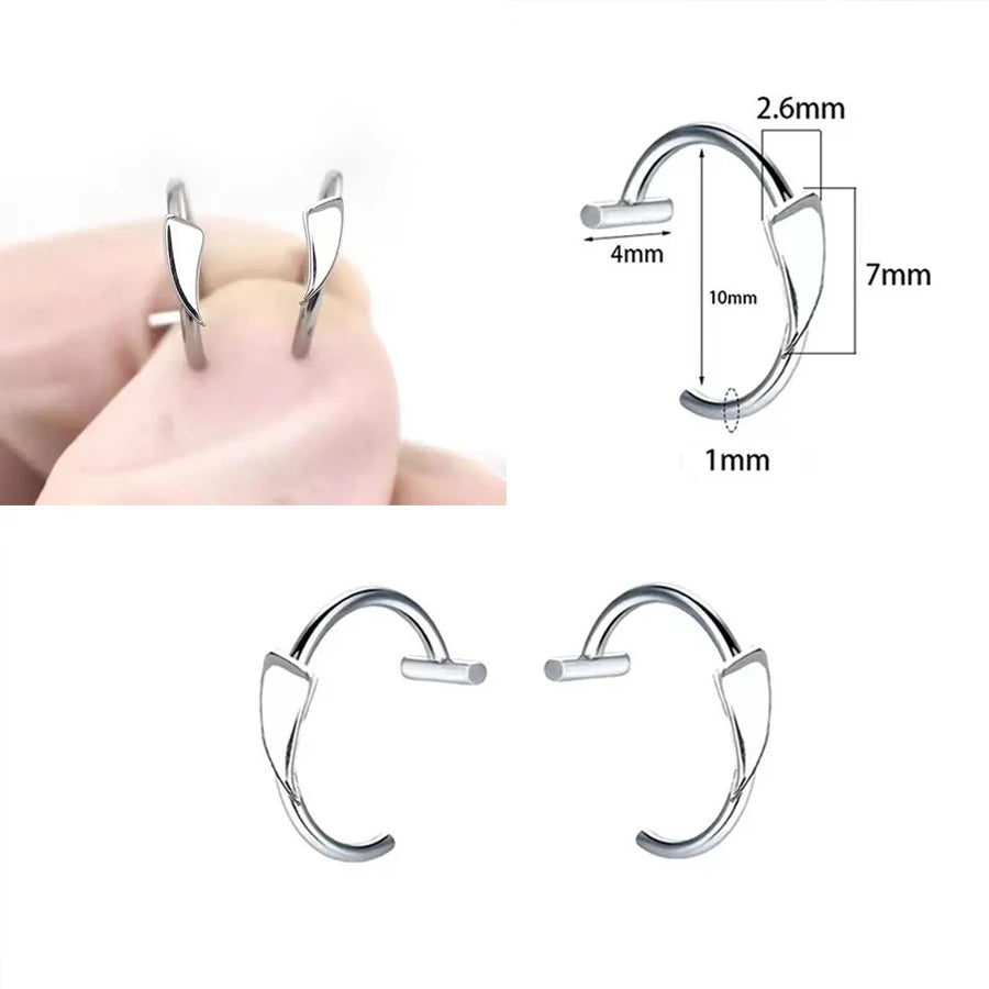 Trendy Stainless Steel Punk Clip-On Fake Piercing Nose  Lip Rings - Unisex Body Jewelry 2PCS - ZOOMNSTORE