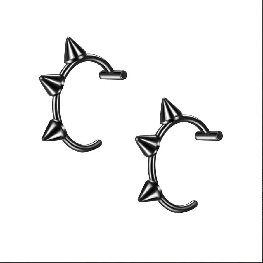 Trendy Stainless Steel Punk Clip-On Fake Piercing Nose  Lip Rings - Unisex Body Jewelry 2PCS - ZOOMNSTORE
