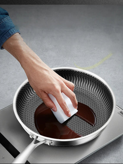 Tri-Ply Stainless Steel Wok Pan - Double-Sided Honeycomb Skillet for All Stoves - ZOOMNSTORE
