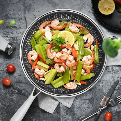 Tri-Ply Stainless Steel Wok Pan - Double-Sided Honeycomb Skillet for All Stoves - ZOOMNSTORE