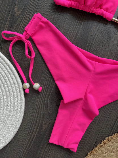Triangle Bathing Suit - Brazilian Bikinis Halter Swimwear With Metal Chain Beach Bikini Set - ZOOMNSTORE