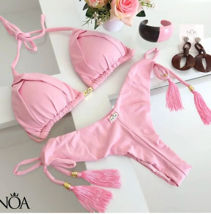 Triangle Bathing Suit - Brazilian Bikinis Two Piece Bikini Push Up Swimsuit Low Waist - ZOOMNSTORE