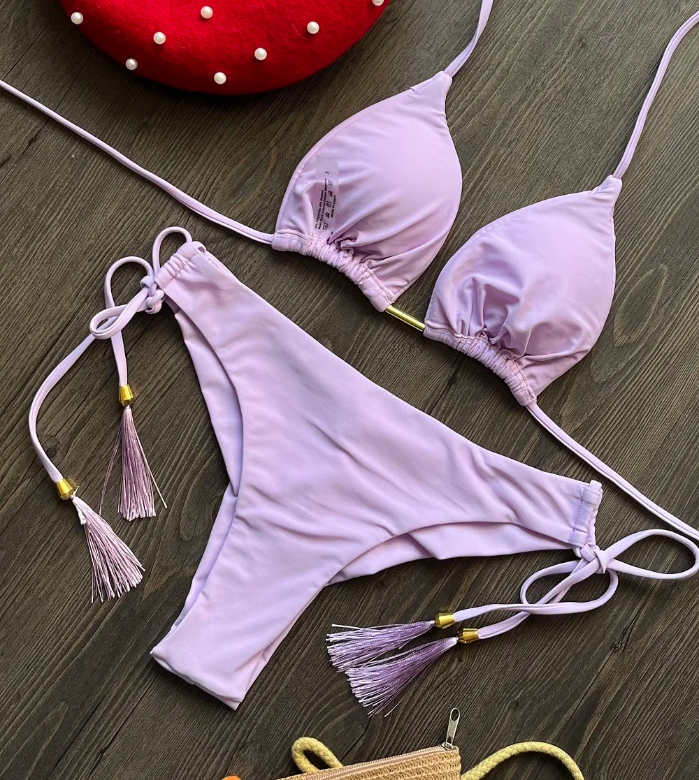 Triangle Bathing Suit - Brazilian Bikinis Two Piece Bikini Push Up Swimsuit Low Waist - ZOOMNSTORE