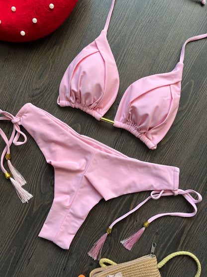 Triangle Bathing Suit - Brazilian Bikinis Two Piece Bikini Push Up Swimsuit Low Waist - ZOOMNSTORE