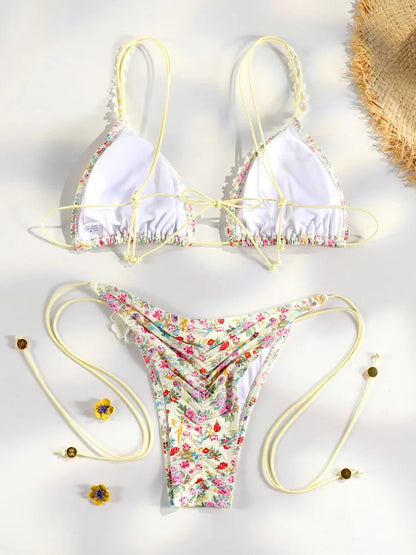 Triangle Bikini Set - Sexy Mini Micro Thong Swimwear With Wire Free Support - ZOOMNSTORE