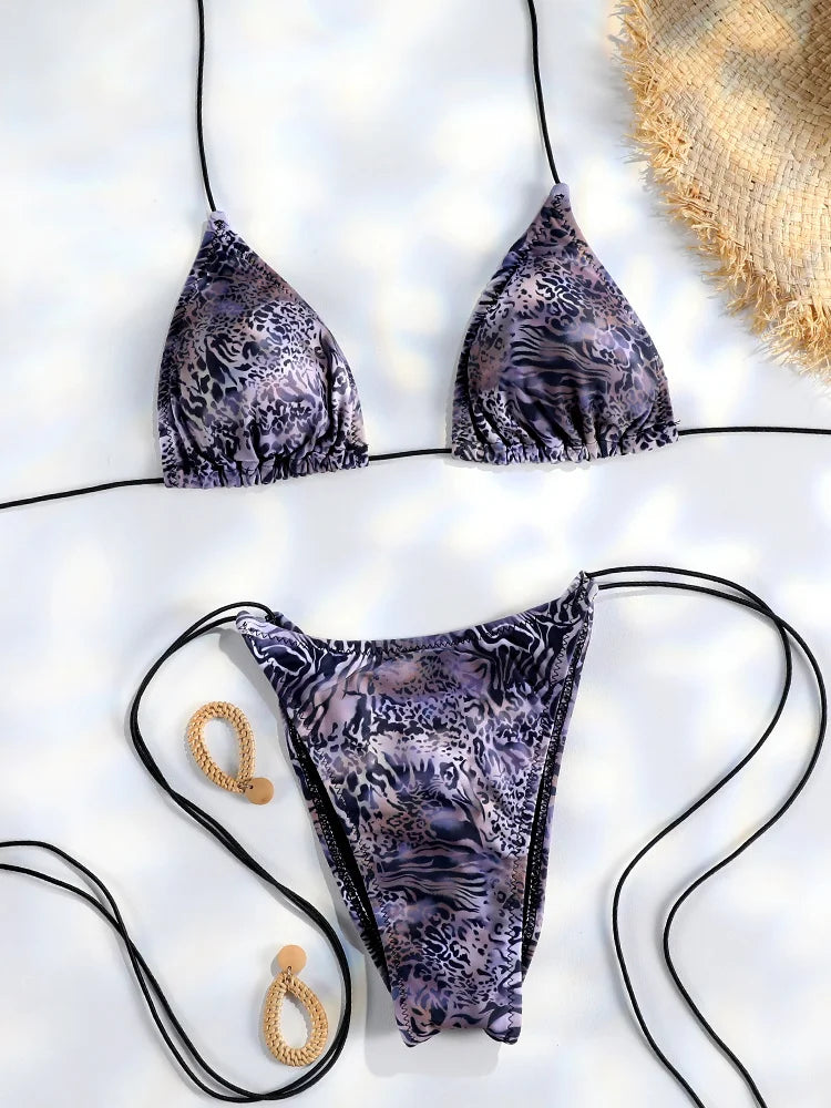 Triangle Bikini Set - Sexy Mini Micro Thong Swimwear With Wire Free Support - ZOOMNSTORE