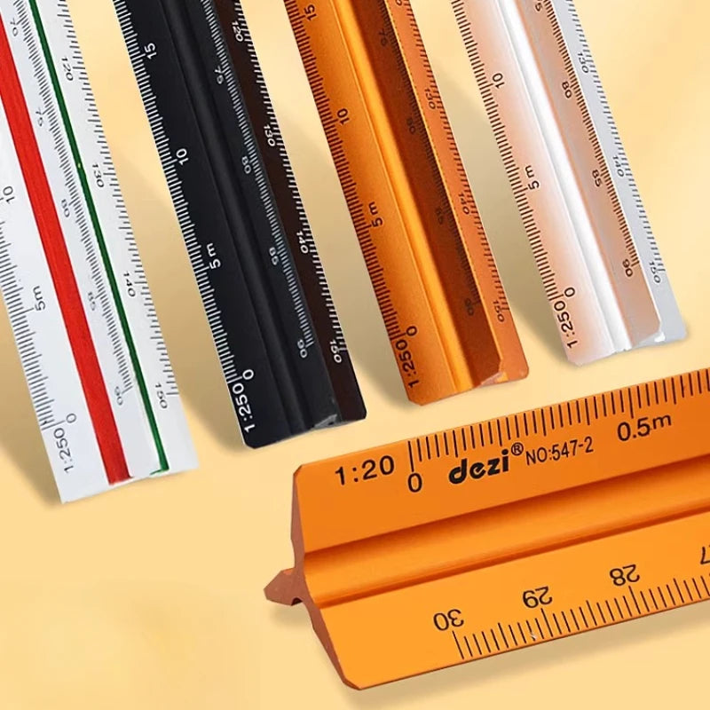 30cm Triangular Scale Ruler 1:20-1:500 Metal Plastic Straight Ruler Metric Architect Engineer Accurate Drafting Measure Tool - ZOOMNSTORE