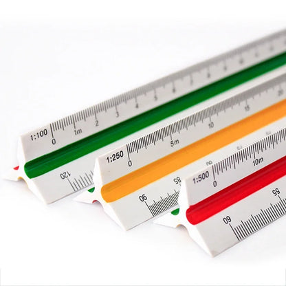 30cm Triangular Scale Ruler 1:20-1:500 Metal Plastic Straight Ruler Metric Architect Engineer Accurate Drafting Measure Tool - ZOOMNSTORE