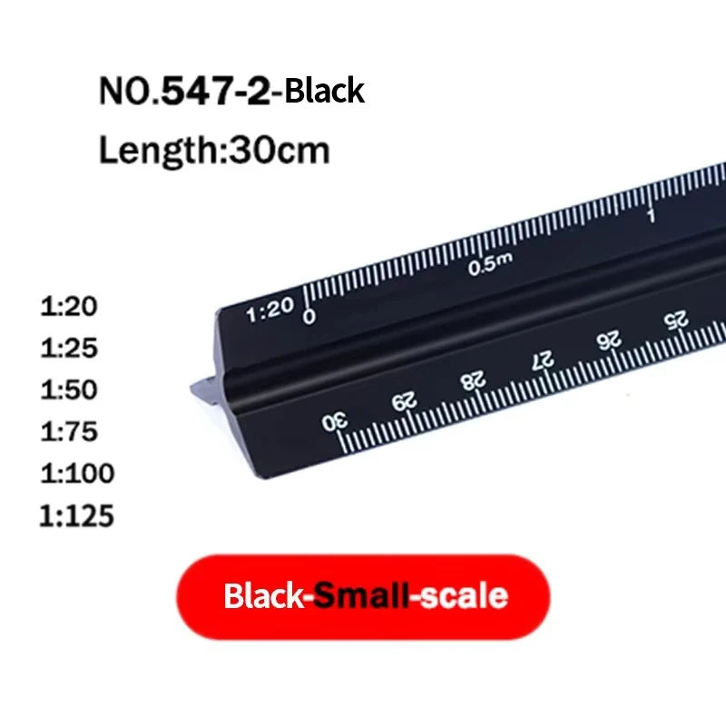 30cm Triangular Scale Ruler 1:20-1:500 Metal Plastic Straight Ruler Metric Architect Engineer Accurate Drafting Measure Tool - ZOOMNSTORE
