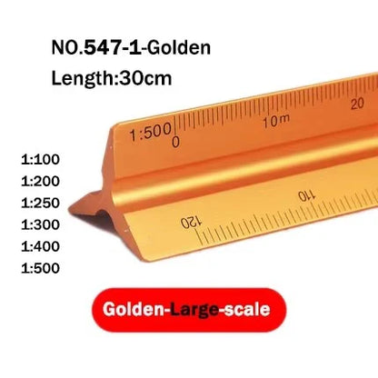 30cm Triangular Scale Ruler 1:20-1:500 Metal Plastic Straight Ruler Metric Architect Engineer Accurate Drafting Measure Tool - ZOOMNSTORE