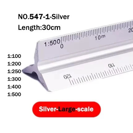 30cm Triangular Scale Ruler 1:20-1:500 Metal Plastic Straight Ruler Metric Architect Engineer Accurate Drafting Measure Tool - ZOOMNSTORE