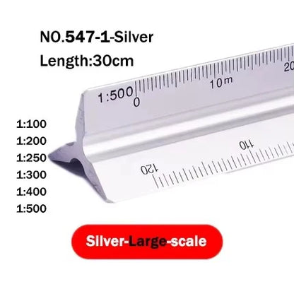 30cm Triangular Scale Ruler 1:20-1:500 Metal Plastic Straight Ruler Metric Architect Engineer Accurate Drafting Measure Tool - ZOOMNSTORE