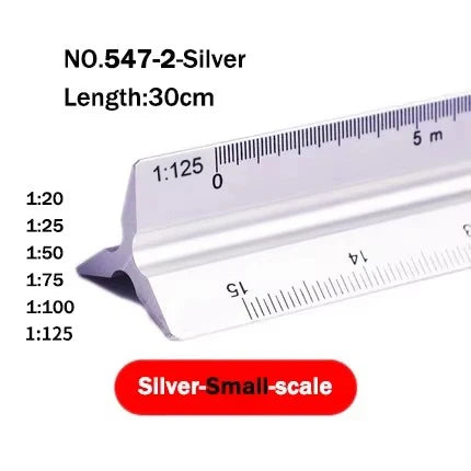 30cm Triangular Scale Ruler 1:20-1:500 Metal Plastic Straight Ruler Metric Architect Engineer Accurate Drafting Measure Tool - ZOOMNSTORE