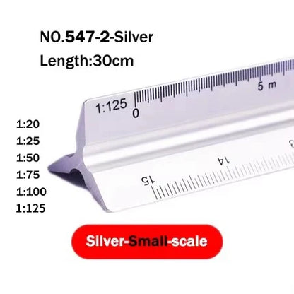 30cm Triangular Scale Ruler 1:20-1:500 Metal Plastic Straight Ruler Metric Architect Engineer Accurate Drafting Measure Tool - ZOOMNSTORE
