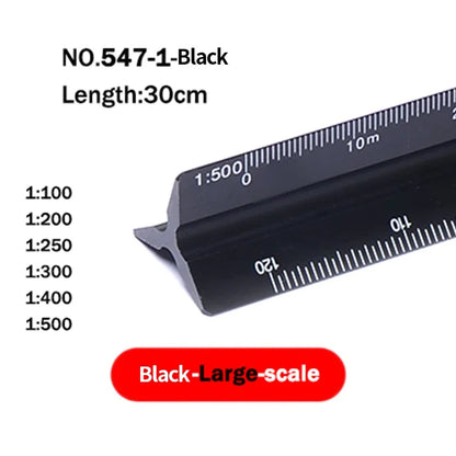 30cm Triangular Scale Ruler 1:20-1:500 Metal Plastic Straight Ruler Metric Architect Engineer Accurate Drafting Measure Tool - ZOOMNSTORE