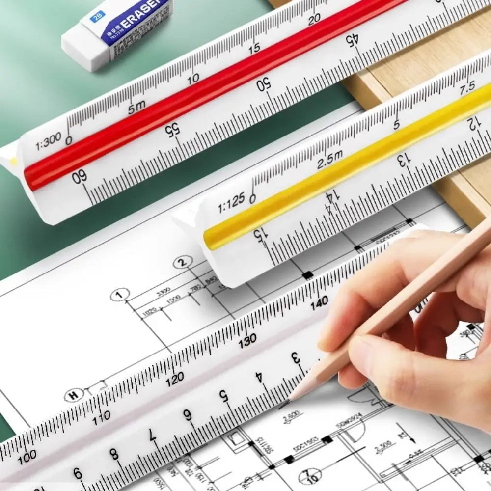 Three-edge scale triangle large-scale drawing indoor architectural drawing magnifying ruler parallel t-shaped garment design hig - ZOOMNSTORE