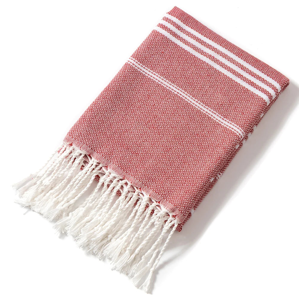 Cotton Turkish Beach Towel 90*180CM Sauna Spa Gym sports Fitness Fringed Bath Towel kitchen Soft Absorbent Quick drying towels - ZOOMNSTORE