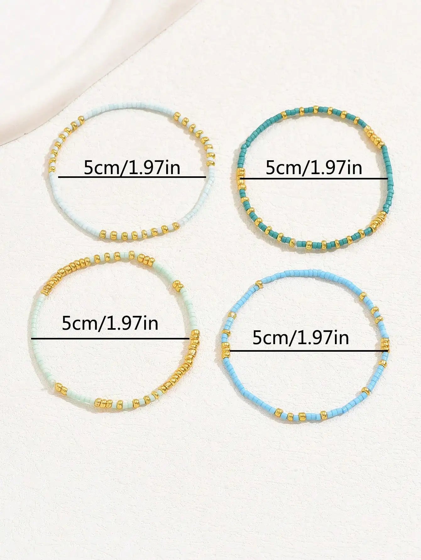 Turquoise Seed Bead Stretch Bracelet Set - Handmade Bohemian Jewelry for Girls - ZOOMNSTORE