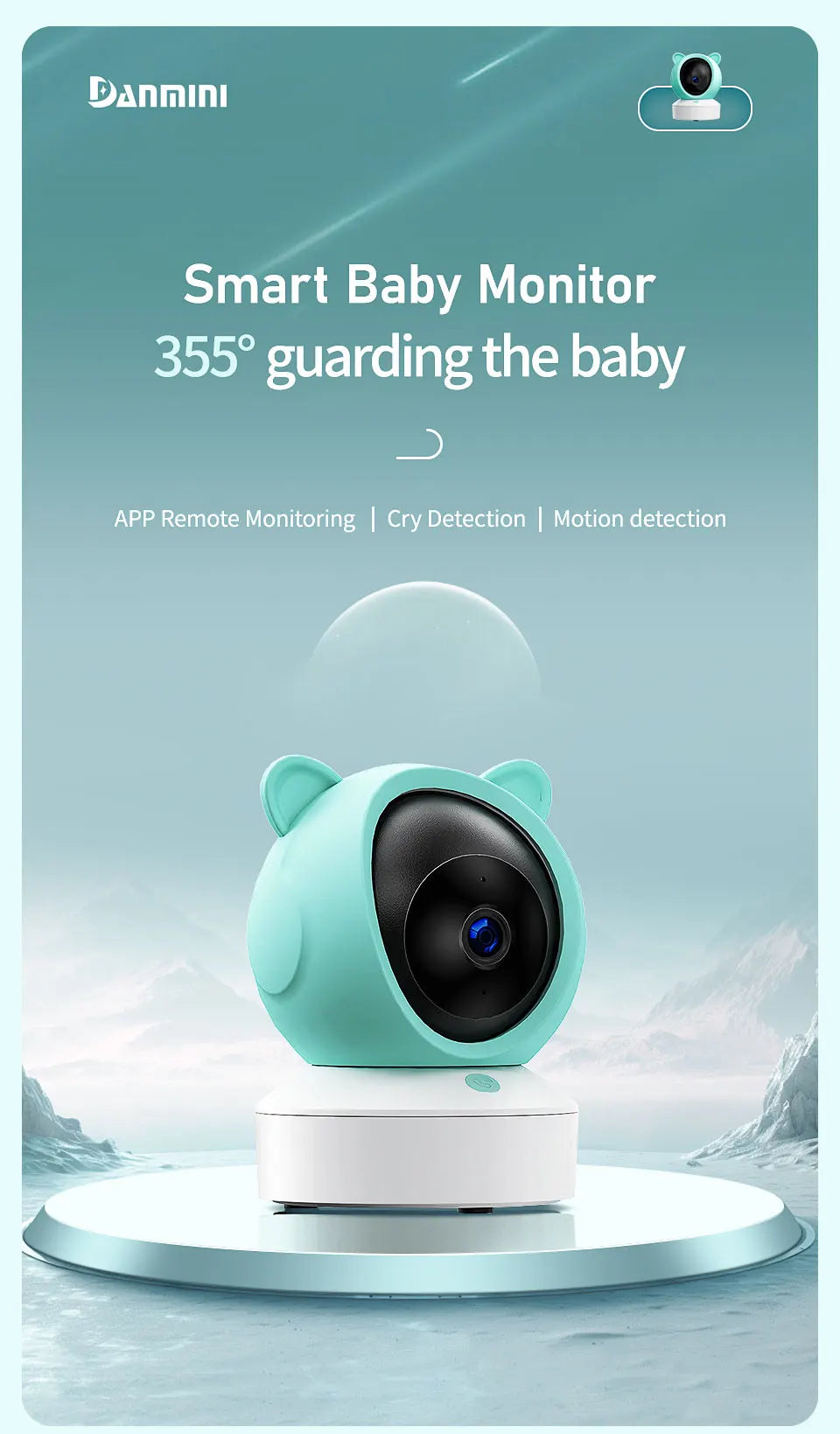 DANMINI 5 "tuya baby monitor 2K high definition WiFi remote mobile APP control up, down, left and right rotation gimbal camera - ZOOMNSTORE