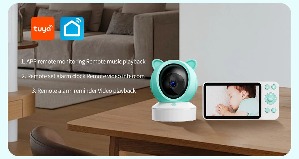 DANMINI 5 "tuya baby monitor 2K high definition WiFi remote mobile APP control up, down, left and right rotation gimbal camera - ZOOMNSTORE