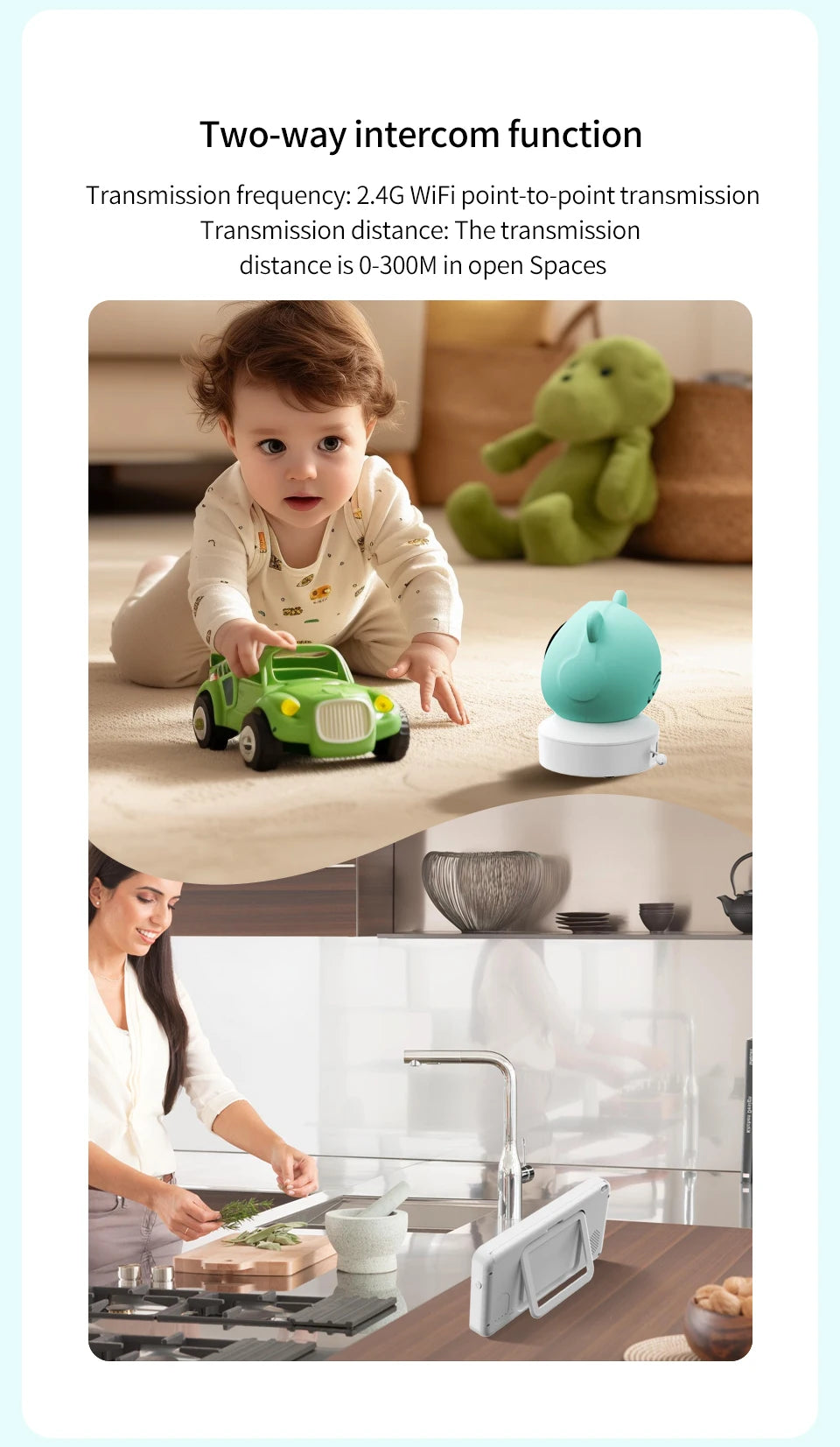 DANMINI 5 "tuya baby monitor 2K high definition WiFi remote mobile APP control up, down, left and right rotation gimbal camera - ZOOMNSTORE