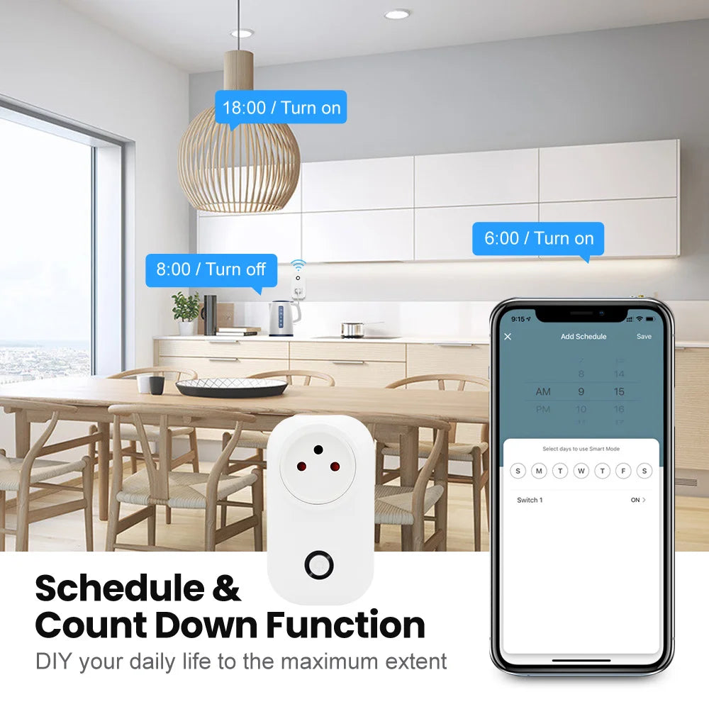 Tuya WiFi Smart Plug - 16A Israel Power Socket With Energy Monitor & Timer - ZOOMNSTORE