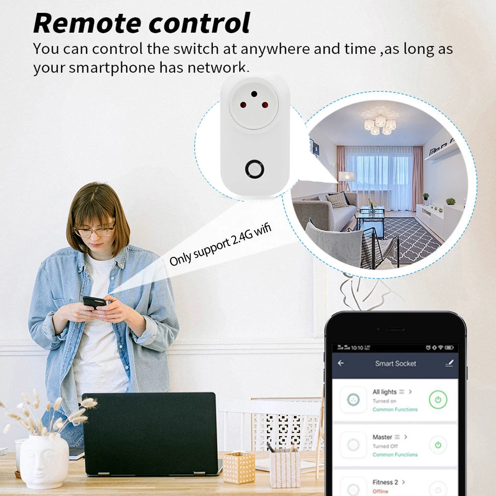 Tuya WiFi Smart Plug - 16A Israel Power Socket With Energy Monitor & Timer - ZOOMNSTORE
