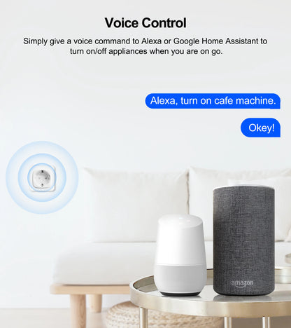 Tuya Wifi Smart Plug - 20A EU Smart Socket Outlet with Power Monitor & Timer - ZOOMNSTORE