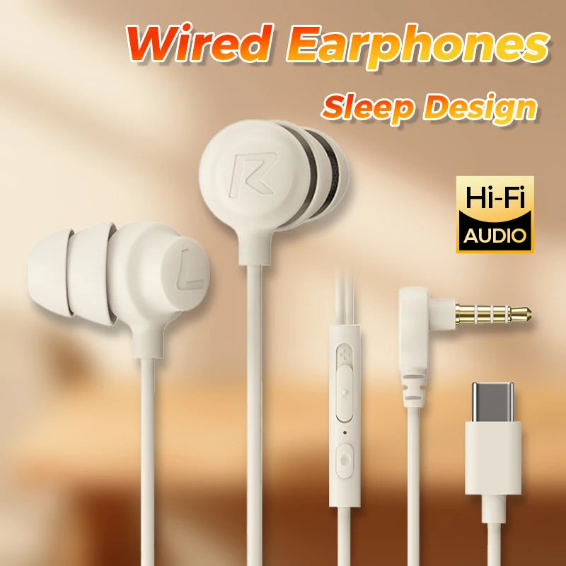 Type C Sleep Earphones – Wired In-Ear Headphones With Active Noise Cancelling Mic - ZOOMNSTORE