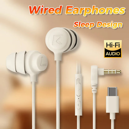 Type C Sleep Earphones – Wired In-Ear Headphones With Active Noise Cancelling Mic - ZOOMNSTORE