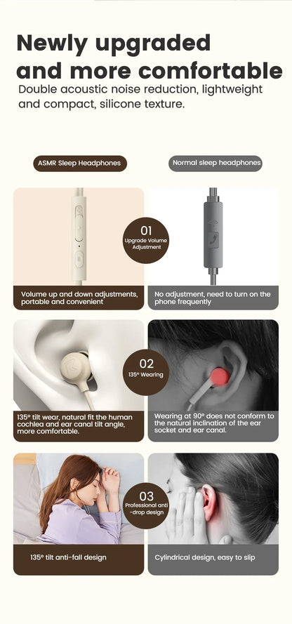 Type C Sleep Earphones – Wired In-Ear Headphones With Active Noise Cancelling Mic - ZOOMNSTORE