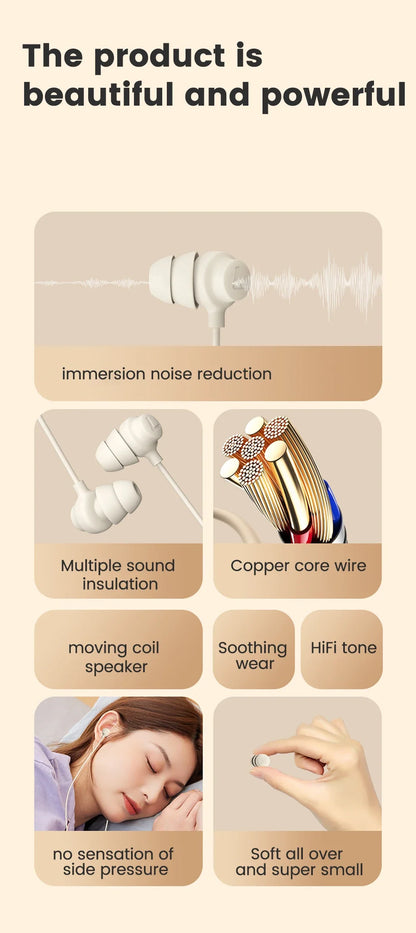 Type C Sleep Earphones – Wired In-Ear Headphones With Active Noise Cancelling Mic - ZOOMNSTORE