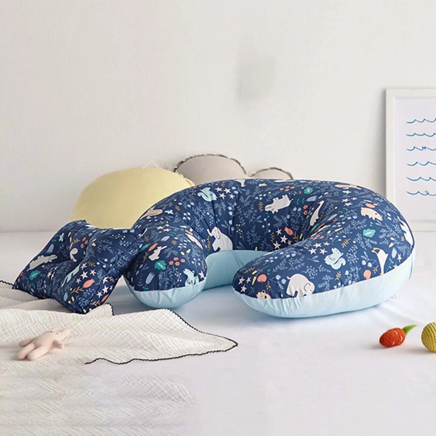 U-Shaped Baby Nursing & Feeding Cushion Waist Support for Breastfeeding Breathable Fabric Ergonomic Shape Nursing Cushion - ZOOMNSTORE