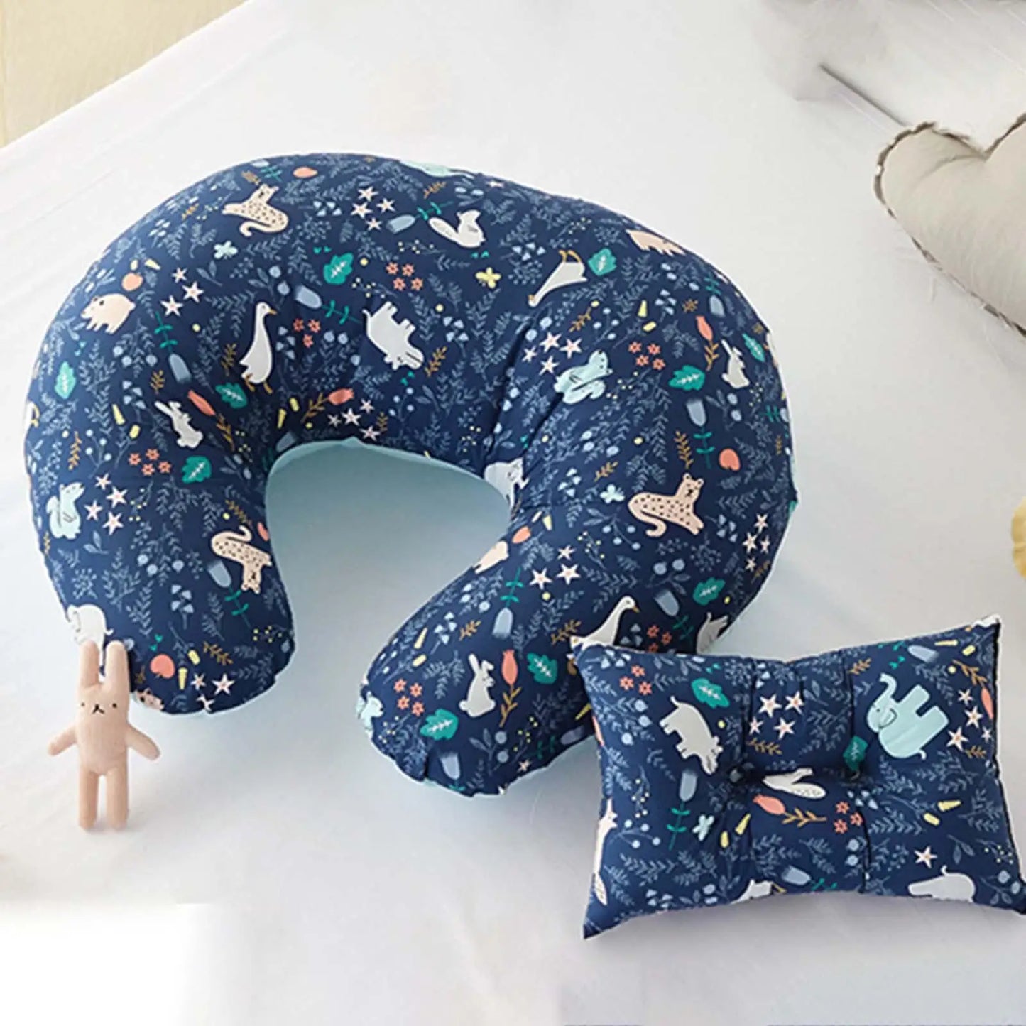 U-Shaped Baby Nursing & Feeding Cushion Waist Support for Breastfeeding Breathable Fabric Ergonomic Shape Nursing Cushion - ZOOMNSTORE