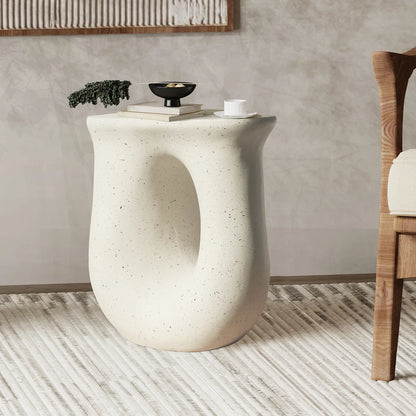 U-Shaped Side Table - Lightweight Concrete Geometric Accent Table for Living Room - ZOOMNSTORE