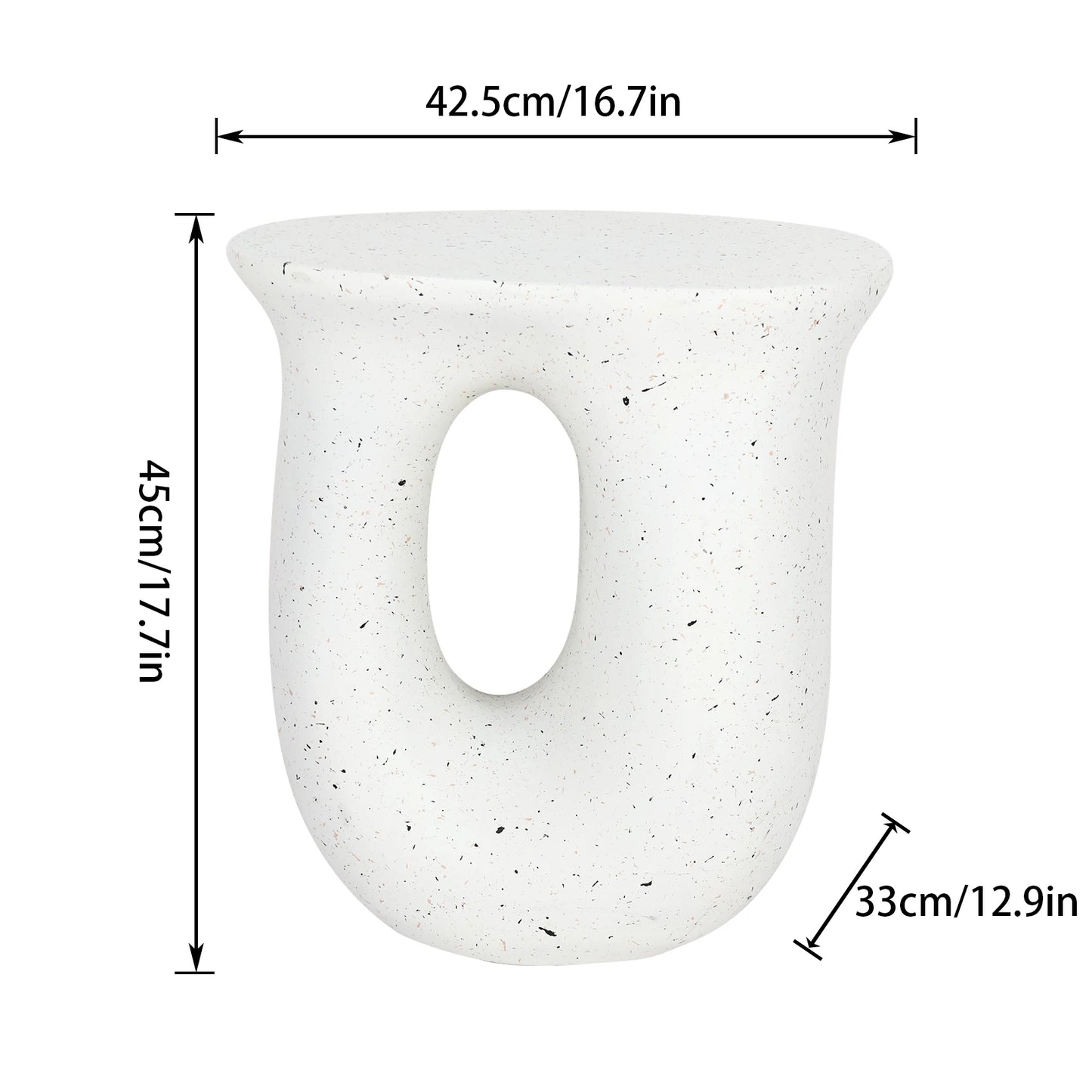U-Shaped Side Table - Lightweight Concrete Geometric Accent Table for Living Room - ZOOMNSTORE