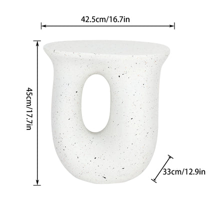 U-Shaped Side Table - Lightweight Concrete Geometric Accent Table for Living Room - ZOOMNSTORE