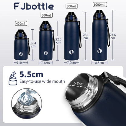 Fjbottle Water Bottle 1L Vacuum Sports Bottle Warm and Cold Drink Stainless Steel Vacuum Flask