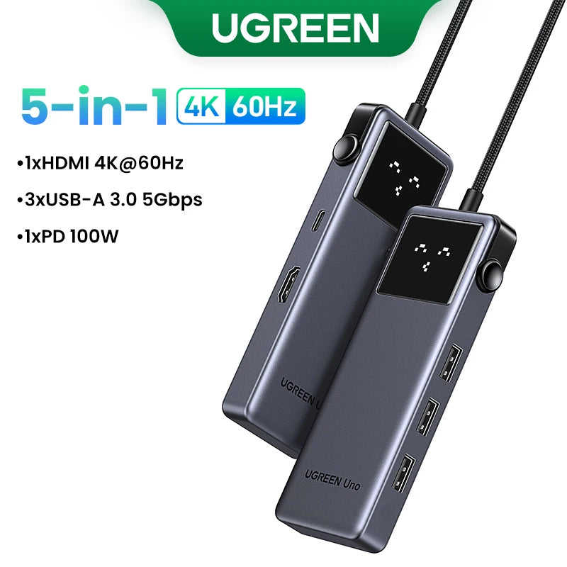 UGREEN USB C HUB 6-in-1 Docking Station – 4K60Hz HDMI Adapter, PD100W Charging, USB3.2 Gen2 Ports - ZOOMNSTORE